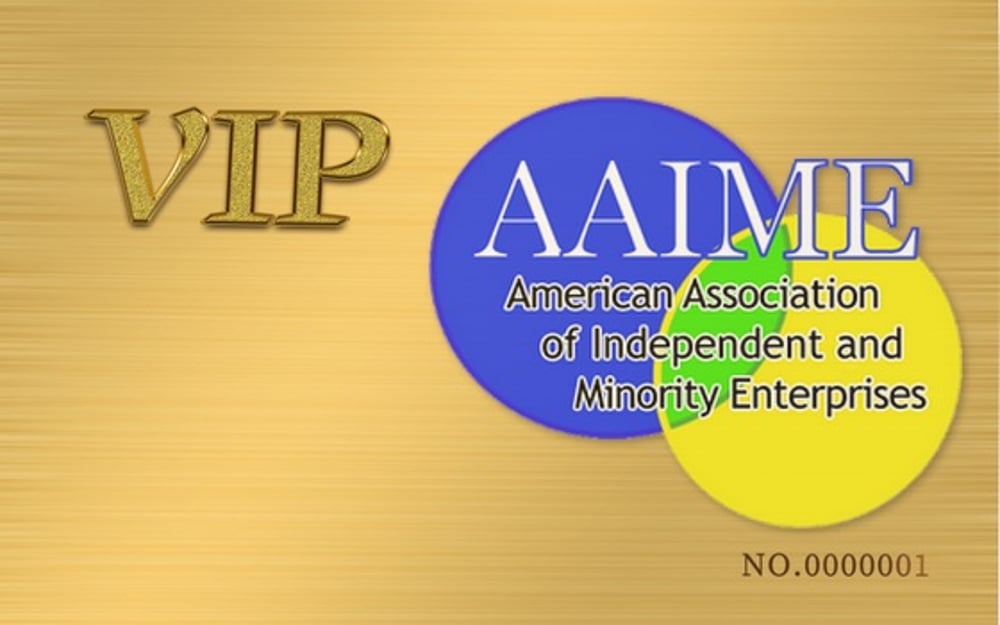 A gold VIP AAIME Membership card with the business association logo on the card